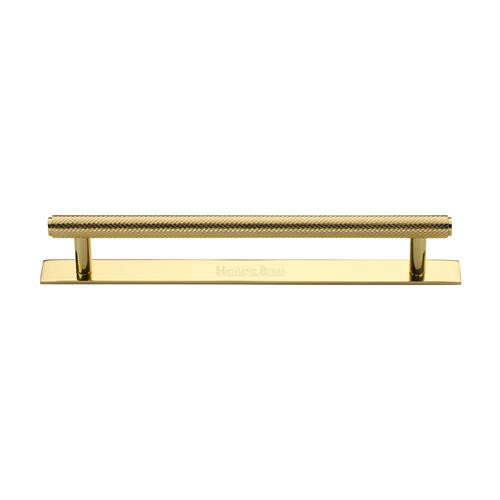 M Marcus Heritage Brass Knurled Design Cabinet Pull with Plate 160mm Centre to Centre